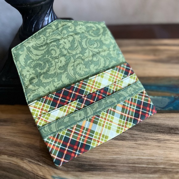 Holiday Plaid Print Cash Envelope/Receipt holder Fabric Handmade Wallet - Picture 3 of 4